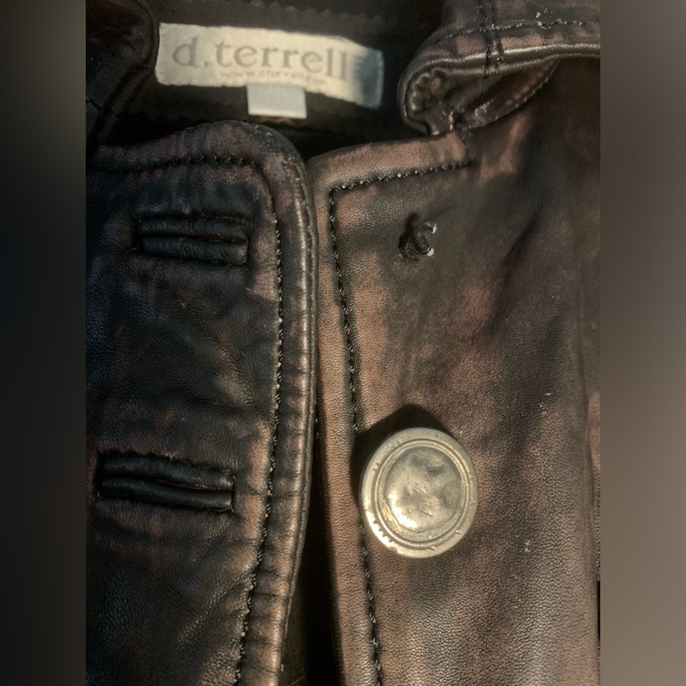 D. Terrell Distressed Button Bomber Jacket Brown … - image 5